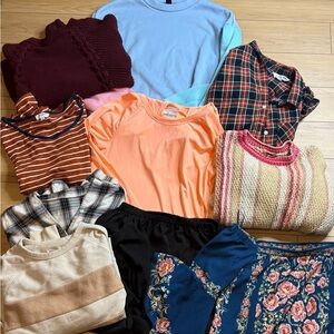 Women’s small long sleeved shirts, blouse, and sweater lot. All barely worn!